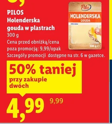 Holanderska gouda w plastrach promocja w Lidl
