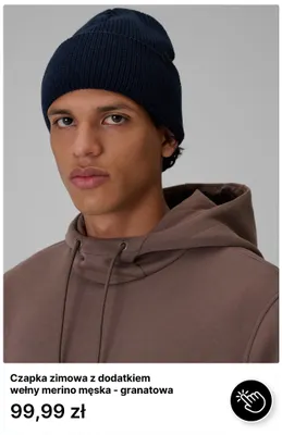 Czapka zimowa z dodatkiem wełny merino męska - granatowa promocja w 4F
