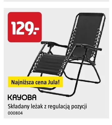 Składany leżak z regulacją pozycji KAYOBA promocja w Jula