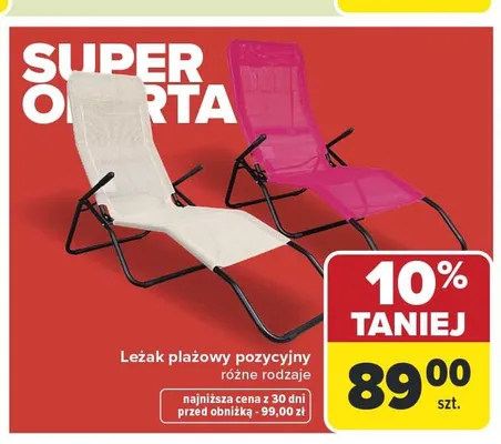 Leżak plażowy pozycyjny promocja w Carrefour