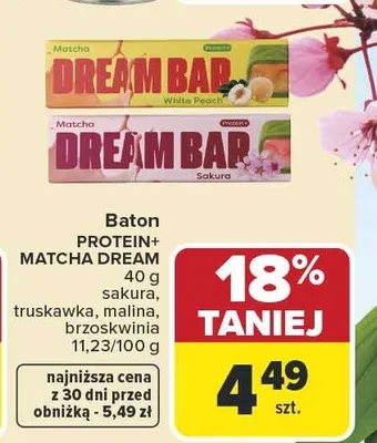 Baton Protein+ brzoskwinia Matcha Dream promocja w Carrefour Market