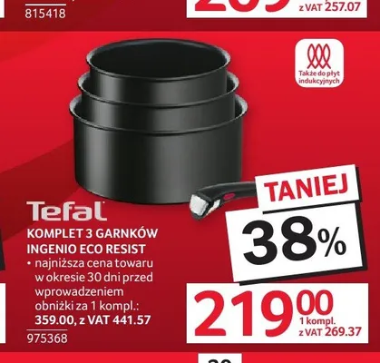 Komplet garnków Tefal Ingenio Eco Resist 3-pak promocja w Selgros