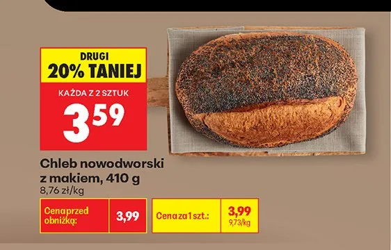 Chleb nowodworski z makiem promocja w Biedronka