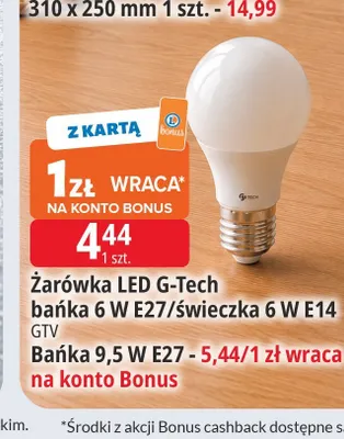 Żarówka LED G-Tech bańka 6W E27 promocja w Leclerc