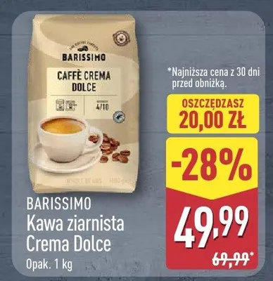 Kawa ziarnista Crema Dolce Barissimo promocja w Aldi