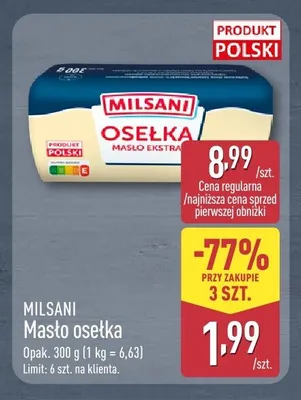 Masło osełka Milsani promocja w Aldi
