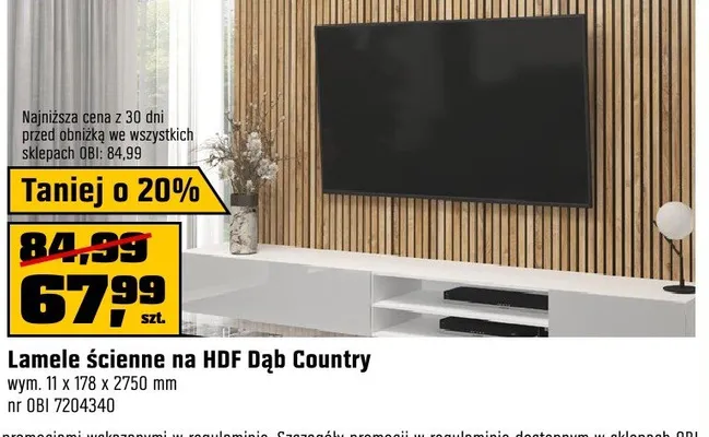 Lamele ścienne na HDF Dąb Country wym. 11x178x2750mm promocja w OBI