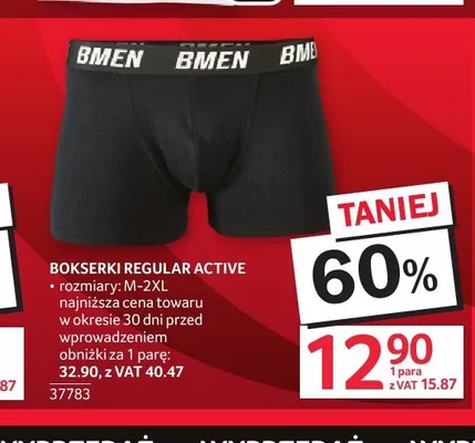 Bokserki męskie Regular Active Bmen promocja w Selgros