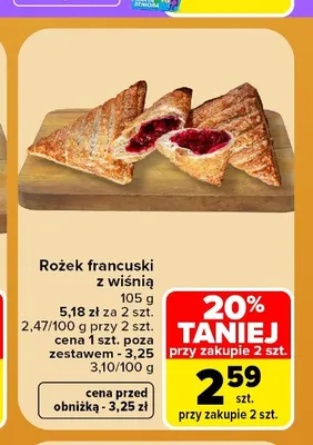 Rożek francuski z wiśnią promocja w Carrefour