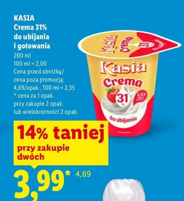 Crema 31% do ubijania i gotowania Kasia promocja w Lidl