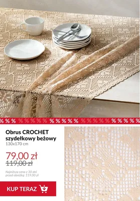 Obrus szydełkowy Crochet beżowy 130x170 cm promocja w Homla