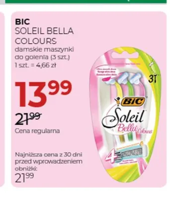 Maszynki do golenia damskie Soleil Bella Colours 3-pak BIC promocja w Drogerie Jawa
