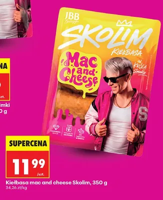 Kiełbasa mac and cheese Skolim JBB Bałdyga promocja w Biedronka