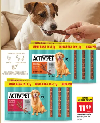 Przysmak dla psów pałeczki wołowe Activ Pet 16-pak 11g promocja w Biedronka