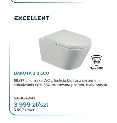 Miska WC z funkcją bidetu Excellent Dakota 2,2 Eco promocja w Blu Salony Łazienek