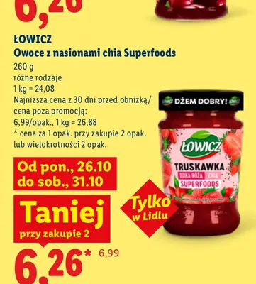 Owoce z nasionami chia Superfoods Łowicz promocja w Lidl