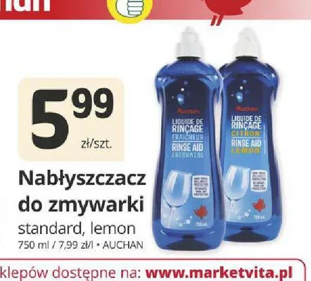 Nabłyszczacz do zmywarki Auchan lemon promocja w Marketvita