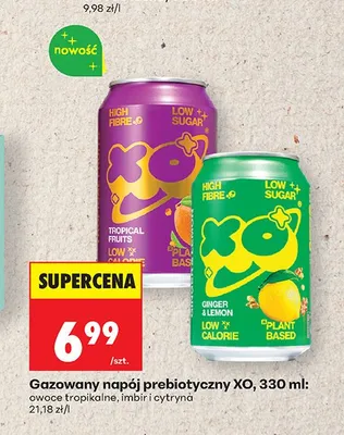 Gazowany napój prebiotyczny XO owoce tropikalne promocja w Biedronka
