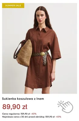 Sukienka koszulowa z lnem promocja w Medicine