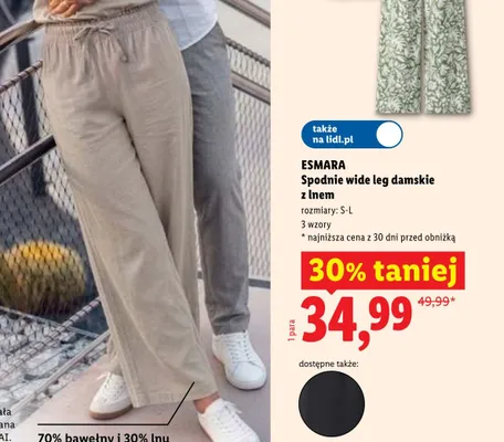 Spodnie wide leg damskie z lnem ESMARA promocja w Lidl