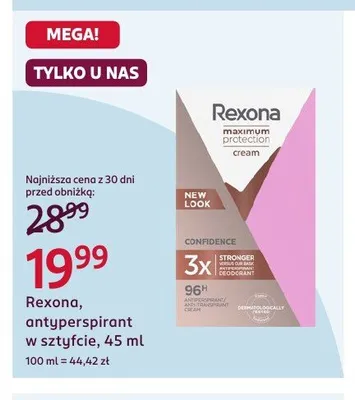 Antyperspirant w sztyfcie Rexona maximum protection cream promocja w Rossmann