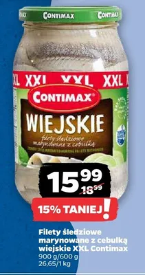 Filety śledziowe marynowane z cebulką wiejskie XXL Contimax promocja w Netto