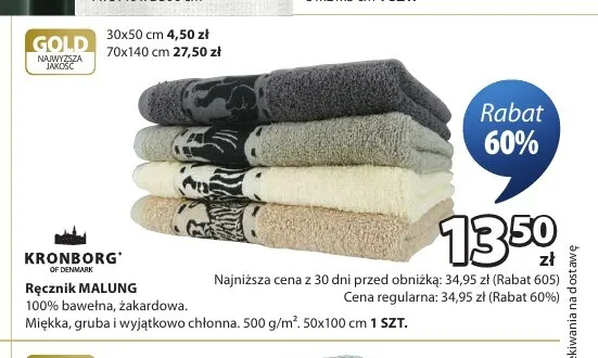 Ręcznik Kronborg Malung 50x100 cm promocja w Jysk