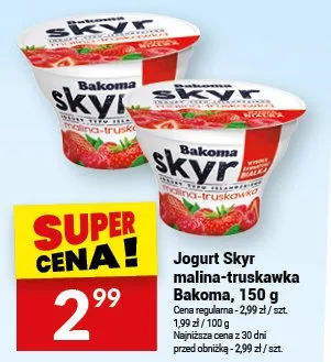 Jogurt skyr malina-truskawka Bakoma promocja w Twój Market