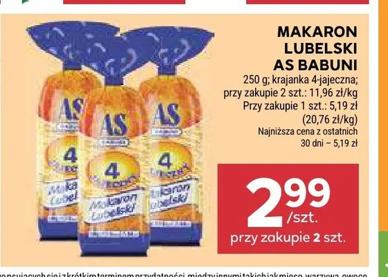 Makaron Lubelski As Babuni krajanka 4-jajeczna promocja w Stokrotka