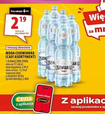 Woda mineralna Cisowianka Niegazowana promocja w Arhelan