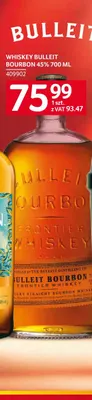 Whiskey Bulleit Bourbon 45% promocja w Selgros