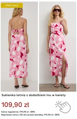 Sukienka letnia z dodatkiem lnu w kwiaty promocja w Medicine