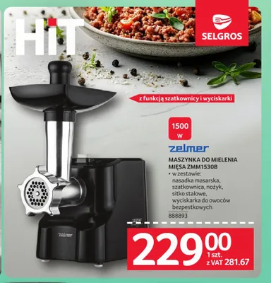Maszynka do mielenia mięsa Zelmer ZMM1530B promocja w Selgros