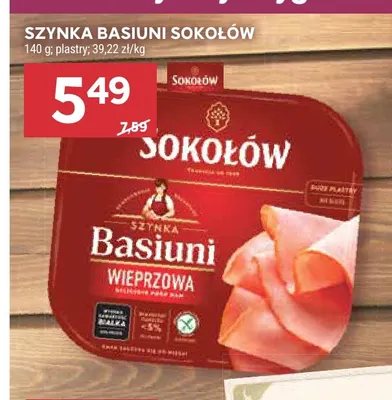 Szynka Basiuni w plastrach Sokołów promocja w Stokrotka