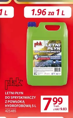 Letni płyn do spryskiwaczy z powłoką hydrofobową Plak promocja w Selgros