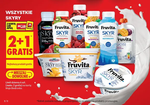 Jogurt pitny typu islandzkiego Skyr Fruvita malina granat promocja w Biedronka