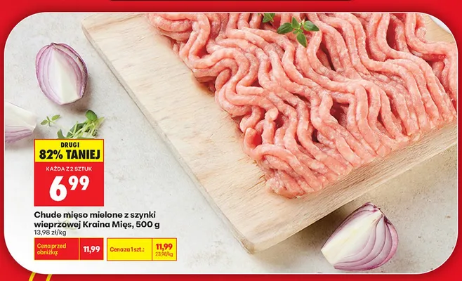Chude mięso mielone z szynki wieprzowej Kraina Mięs promocja w Biedronka