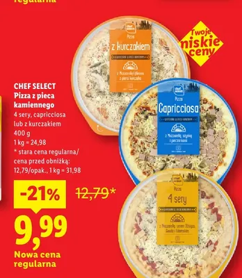 Pizza z pieca kamiennego 4 sery Chef Select promocja w Lidl