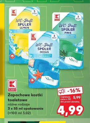 Zapachowe kostki toaletowe K-Classic Ocean 3-pak 55 ml promocja w Kaufland