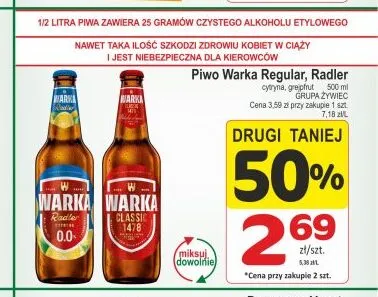 Piwo bezalkoholowe Warka Radler Cytryna promocja w Marketvita