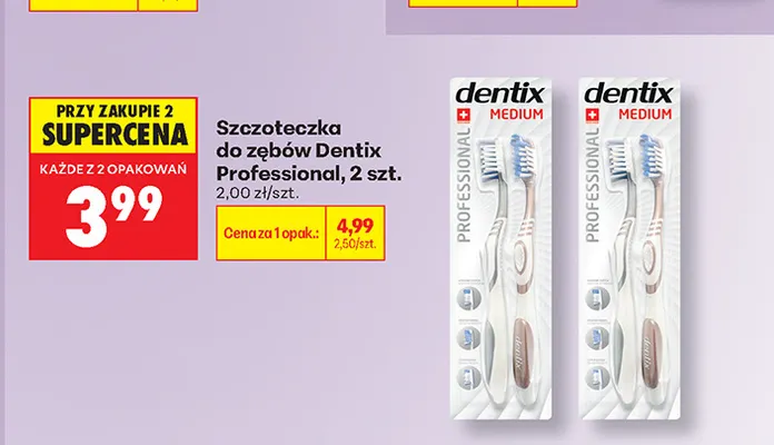 Szczoteczka do zębów Dentix Professional 2-pak promocja w Biedronka