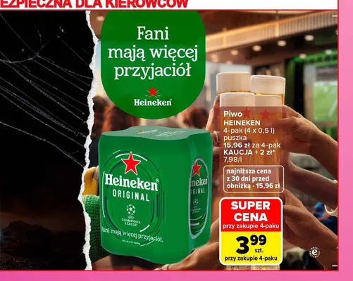 Piwo Heineken Original 4-pak 500 ml promocja w Carrefour