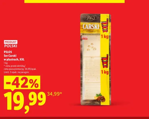 Ser Carski w plastrach XXL Pilos promocja w Lidl