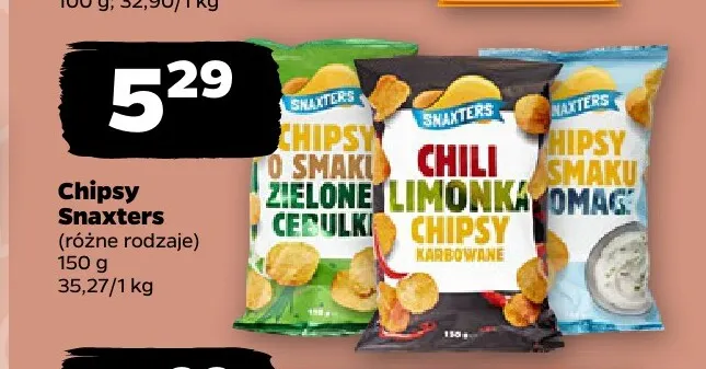 Chipsy o smaku zielonej cebulki Snaxters promocja w Netto