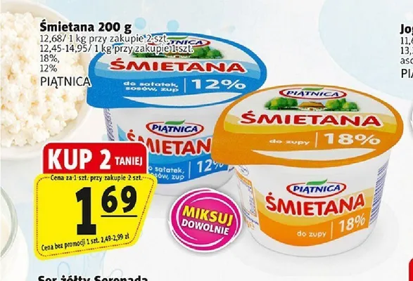 Śmietana 18% Piątnica promocja w Prim Market