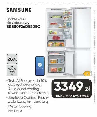 Lodówka AI do zabudowy Samsung BRB80F26DESOEO promocja w Max Elektro