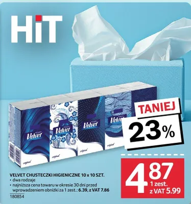 Chusteczki higieniczne Velvet dwa rodzaje 180854 promocja w Selgros