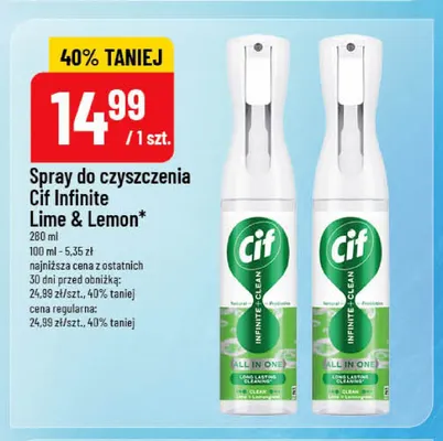 Spray do czyszczenia Cif Infinite Lime & Lemon promocja w POLOmarket