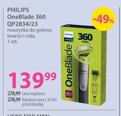 Maszynka do golenia twarzy i ciała OneBlade 360 QP2834/23 Philips promocja w Hebe