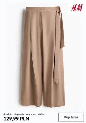 Spodnie z diagonalu z wiązanym detalem H&M promocja w H&M